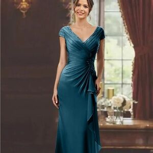 Elegant Teal Formal  Gown